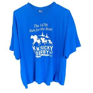 Kentucky Derby Shirt Adult 2X XXL Blue Horse Racing Run for Roses